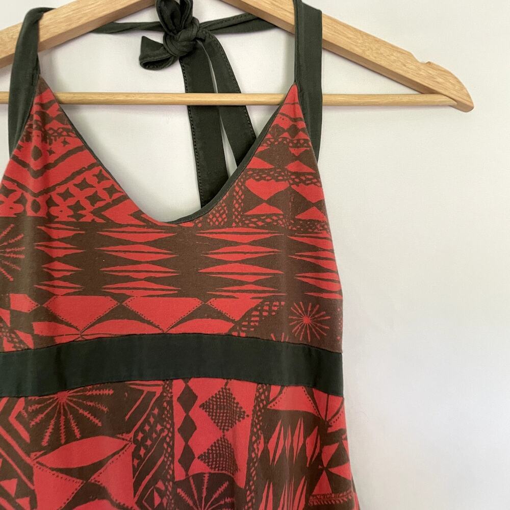 Patagonia orange green halter neck athletic dress v-neck women's size small - Picture 2 of 6
